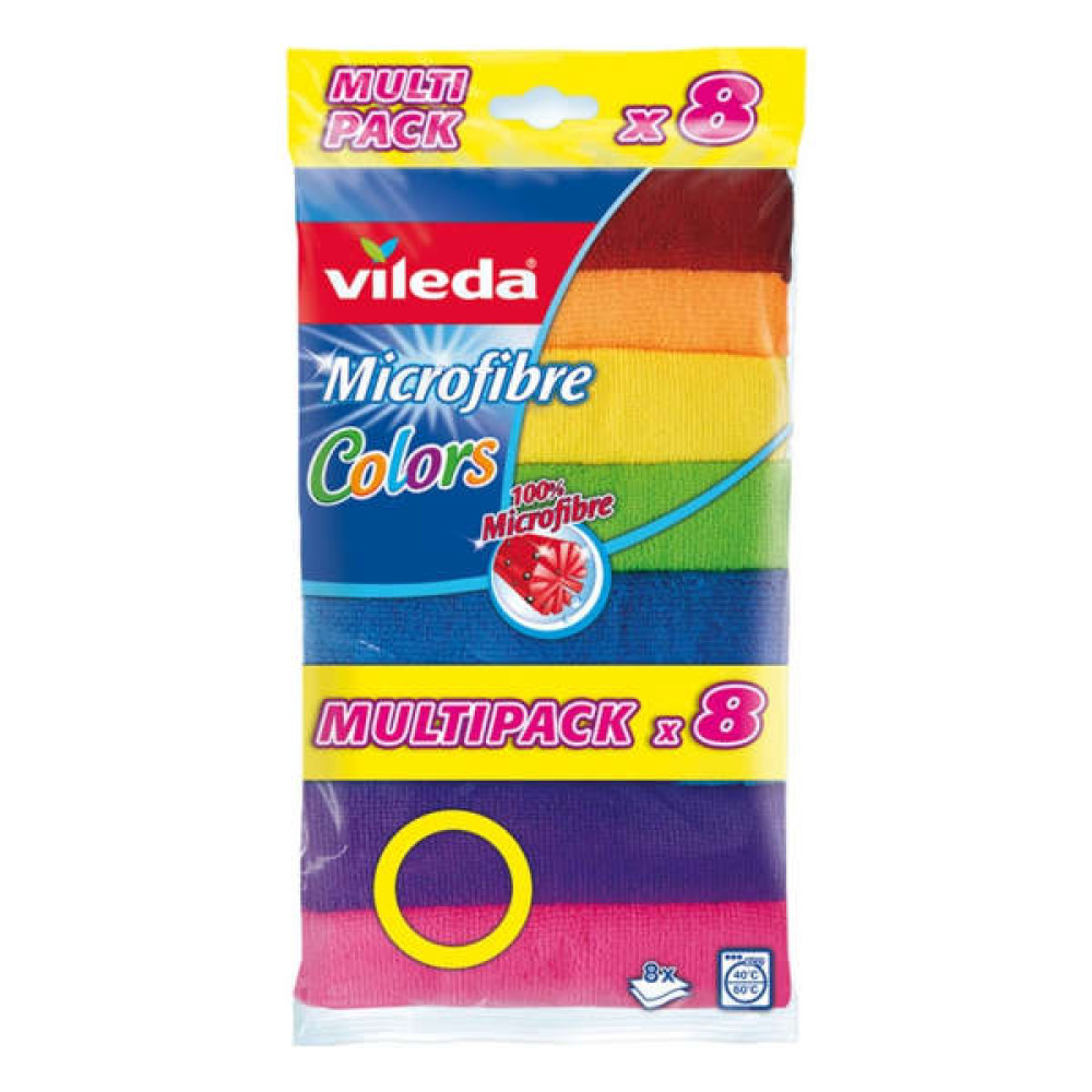 VILEDA MICROFIBER CLOTH COLORS 8 PCS SET 