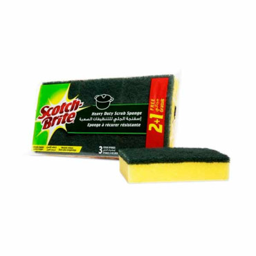 SCOTCH BRITE HEAVY DUTY SCRUB SPONGE 2 + 1 FREE 